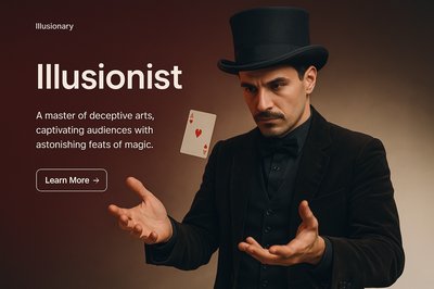 Elegant Illusionist Web Page Design Featuring a Magician