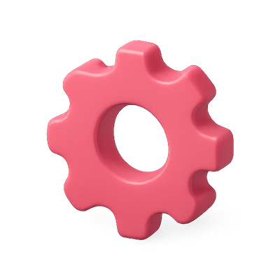 Stylized Pink Gear Icon for Design or Technology Use