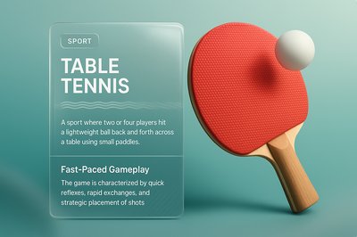 3D Table Tennis Illustration with Dynamic Design Elements