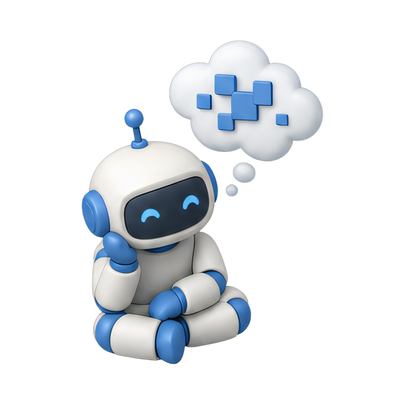 robot dreaming in pixel clouds
