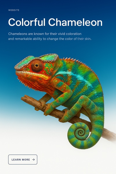 Vivid Colorful Chameleon on Blue Background
