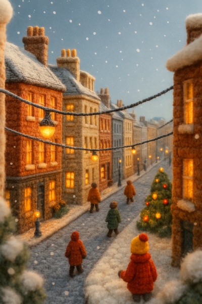 Whimsical Woolen Street Scene in Edinburgh