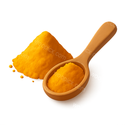 3D Icon of Yellow Powder with Wooden Spoon
