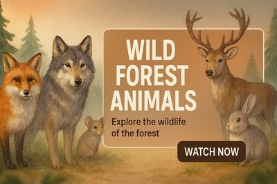 Illustrative Wildlife Banner Featuring Forest Animals