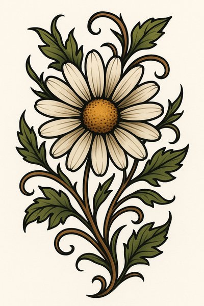 Elegant Floral Illustration Featuring a Daisy