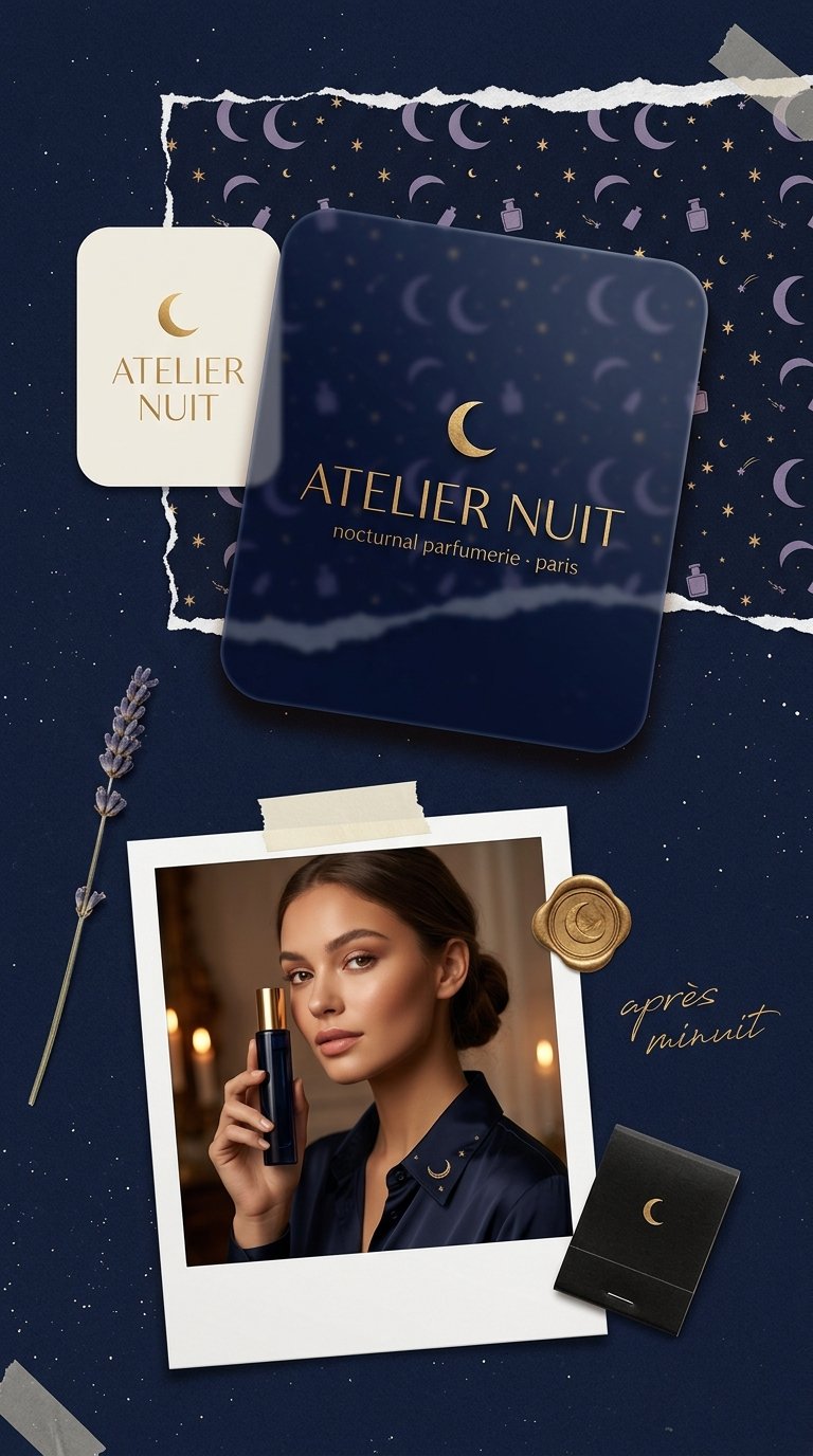 Elegant midnight brand moodboard