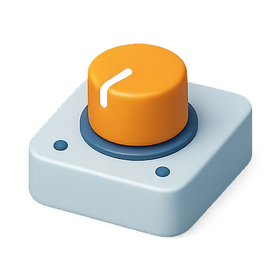 Stylized Control Knob with Bright Orange Accent