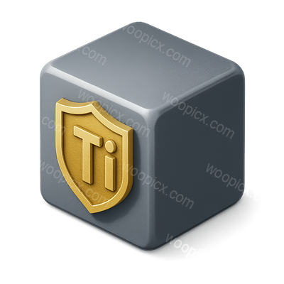 Stylized 3D Titanium Icon with Shield Design