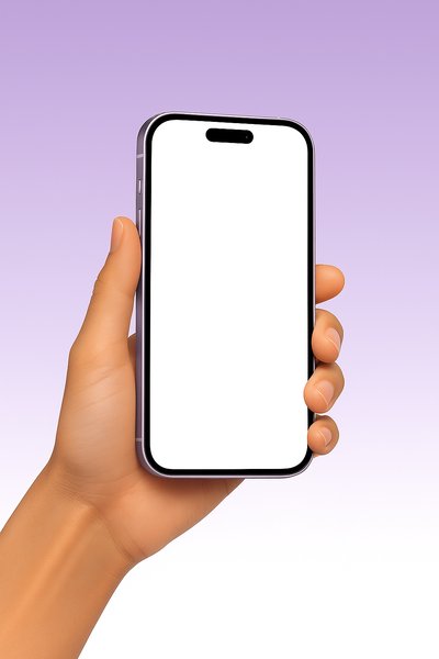 Smartphone Held in Hand Against Gradient Background