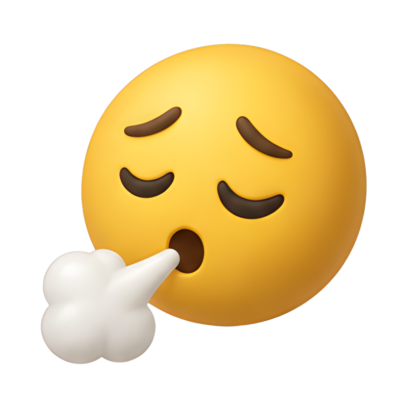 relieved smiley face exhaling
