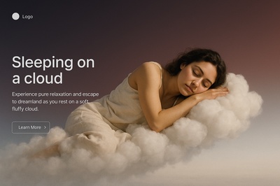 Dreamy Image of a Woman Sleeping on a Cloud