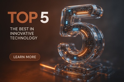 High-Tech Neon Design Featuring 'TOP 5' in 3D Hyperrealistic Style