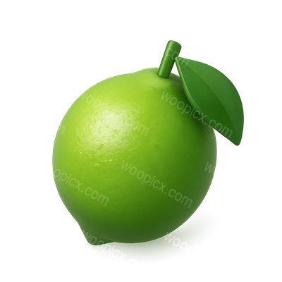 3D Realistic Lime Icon with Leaf Detail