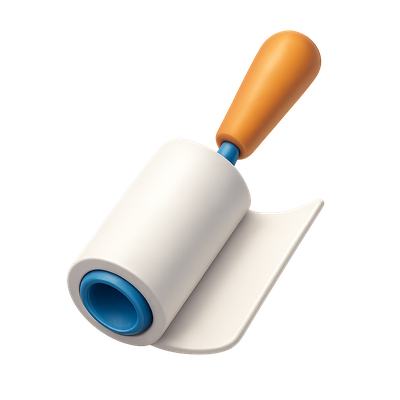 3D Icon of a Lint Roller with Sheets in Isometric View