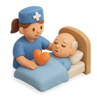 3D Hospice Care Icon Illustrating Comfort and Support