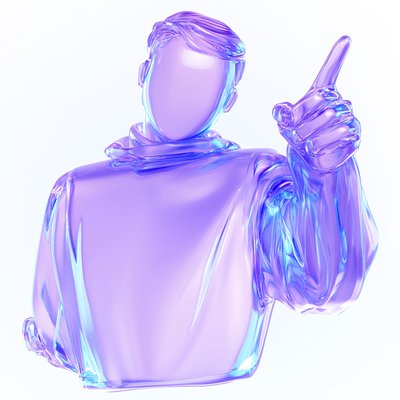 Stylized 3D Render of a Person Pointing