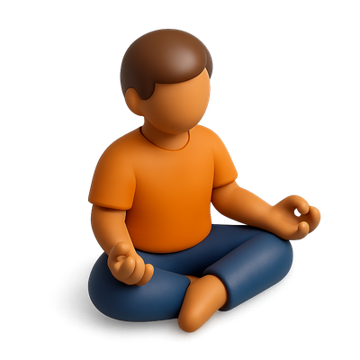 3D Meditating Icon in Cross-Legged Pose