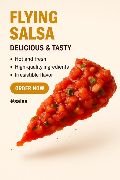 Promotional Image for Flying Salsa Featuring Fresh Ingredients