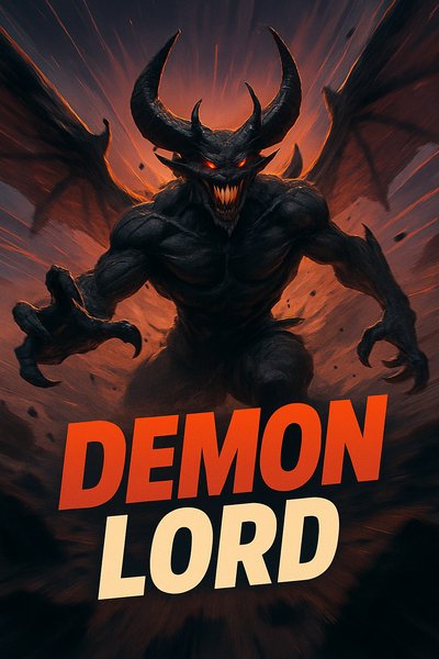 Dynamic Demon Lord Illustration with Bold Typography