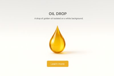 Golden Oil Drop on White Background - 3D Realistic Scene