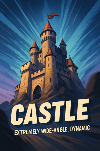 Dynamic Castle Illustration with Bold Title