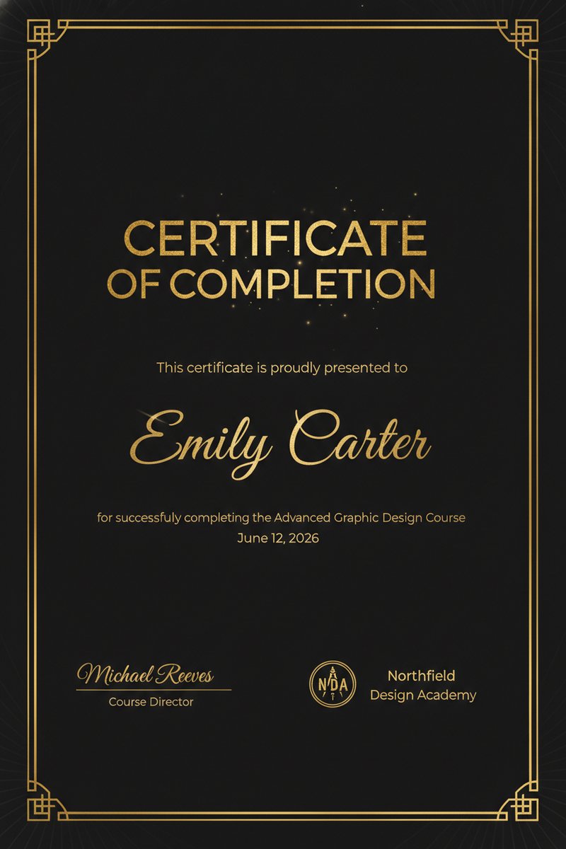 Elegant black and gold certificate