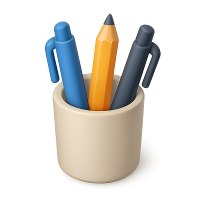 3D Pen Holder Icon with Colorful Pens in Isometric View