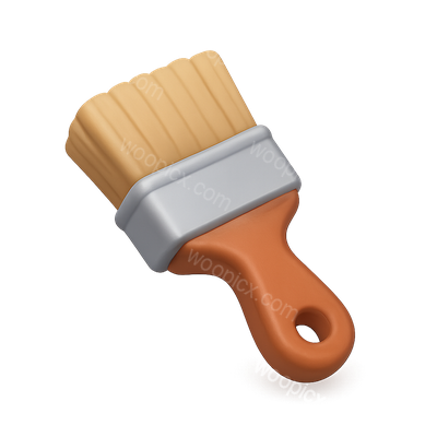 Stylized 3D Paintbrush Icon with Volumetric Design