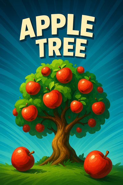 Dynamic Apple Tree Illustration with Vibrant Colors