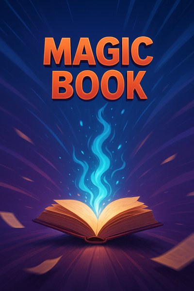 Dynamic Illustration of a Magic Book with Ethereal Flames