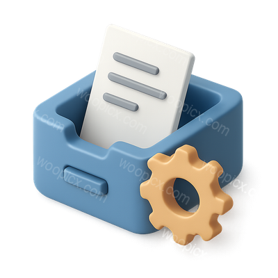 Stylized 3D Syscall Icon with Gear and Document