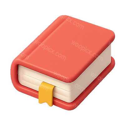 Stylized Red Book Icon with Bookmark Design