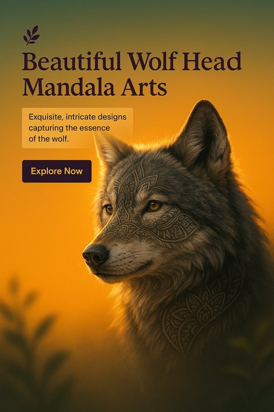 Intricate Wolf Head Mandala Artwork Promotion