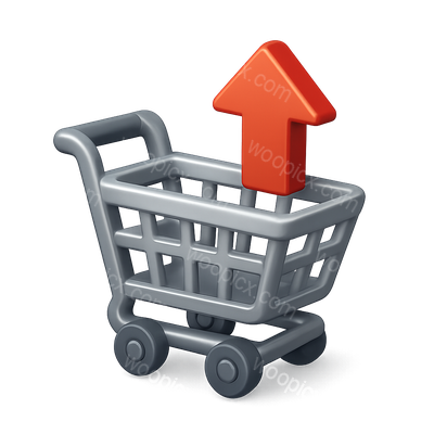 3D Shopping Cart Icon with Arrow in Isometric View