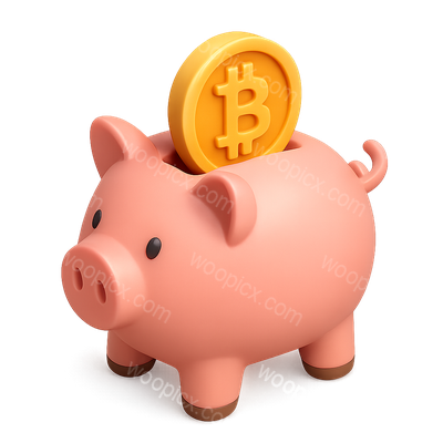 3D Bitcoin Piggy Bank Icon with Volumetric Feel