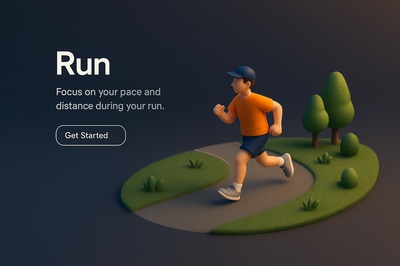 3D Scene of a Runner in a Calm Environment