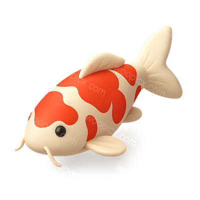 Colorful 3D Koi Fish Icon with Isometric View