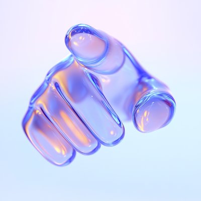 Translucent 3D Rendered Hand Gesture with Soft Lighting