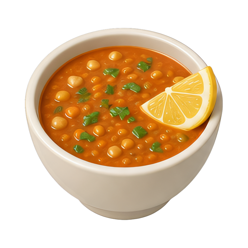 harira bowl with fresh lemon