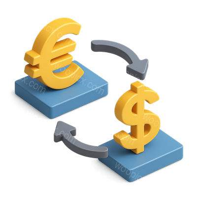 3D Arbitrage Icon with Currency Symbols and Arrows