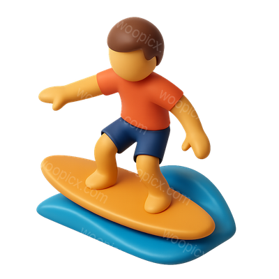 3D Surfing Icon in Playful Design