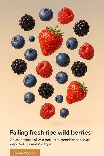 Realistic Illustration of Falling Fresh Wild Berries