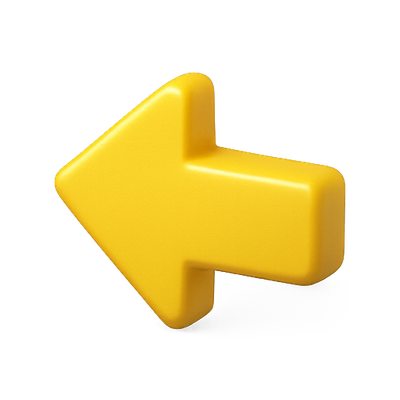 3D Yellow Left Arrow Icon for Navigation
