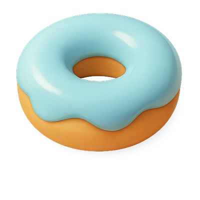 Stylized Donut with Icing and Bright Colors