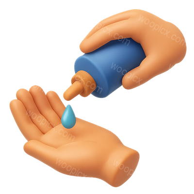 3D Icon of Hands Applying Liquid with Transparent Background