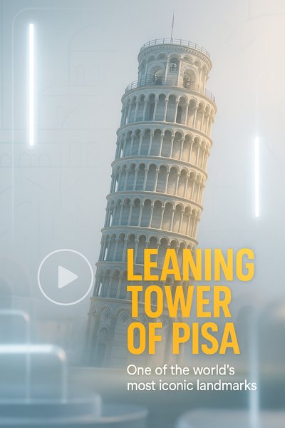 3D Render of the Leaning Tower of Pisa with Modern Elements