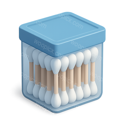 3D Cotton Swabs Container Icon with Isometric View