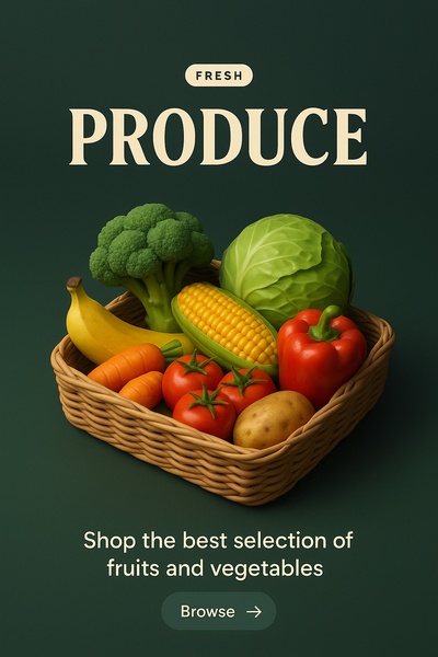 Fresh Produce: A 3D Scene of Fruits and Vegetables