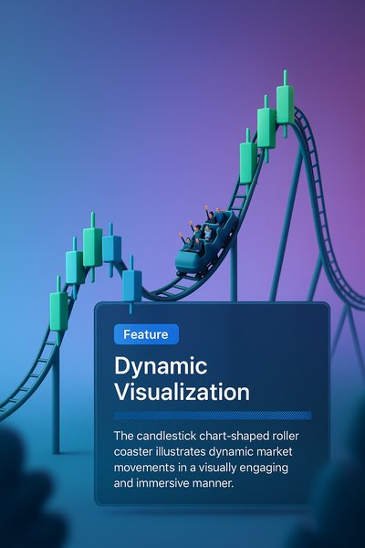 Dynamic Candlestick Chart Roller Coaster Illustration