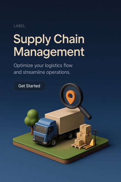 Realistic 3D Scene of Supply Chain Management Overview